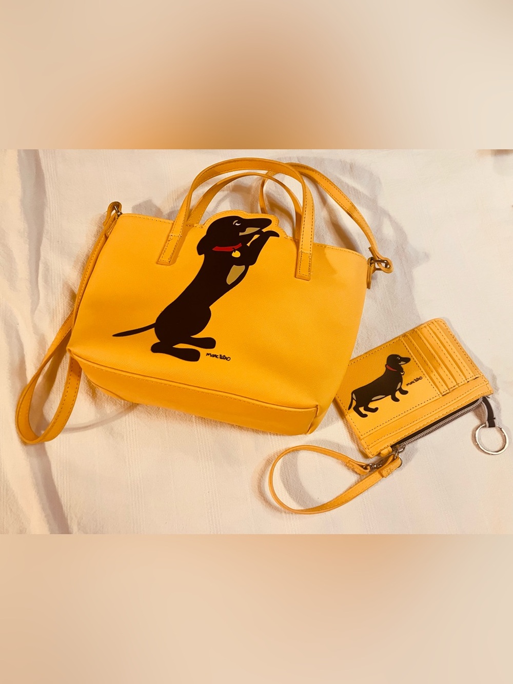 Marc Tetro Yellow Dachshund Crossbody Bag & Wristlet Wallet Set